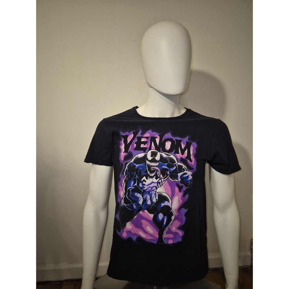 Venom Marvel Comics Black Short Sleeve Cotton T-Shirt Men's Medium